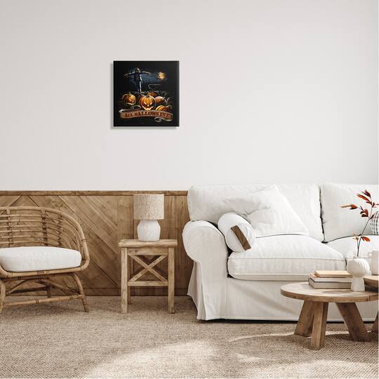 Stupell Industries All Hallows Eve Scary Jack-o-Lantern Night Canvas Wall Art
